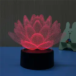 Lotus Форма 3D светодио дный настольная лампа Night Lights USB светодио дный Иллюзия атмосферу видения светодио дный лампа для детей Украшения в