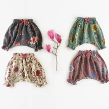 Детские штаны; детские штаны с цветочным рисунком; штаны для малышей; брюки с защитой от комаров; 4 цвета; 5 p/l