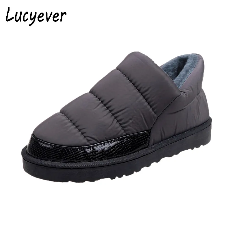 

Lucyever 2018 Autumn Winter Women Ballet Flats Warm Fur Comfort Cotton Shoes Woman Casual Slip On Ankle Snow Boots Size 35-43