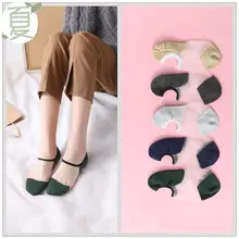 Летние женские короткие носки с металлическими блестками, невидимые, с закрытым носком, из прозрачного стекловолокна, в стиле пэчворк, тонкие чулочно-носочные изделия