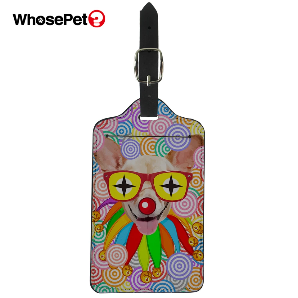 

WHOSEPET Cartoon Luggage Tags Funny Clown Dogs Pattern Identifier Label ID Address Holder Traveling Accessories Suitcase Tags