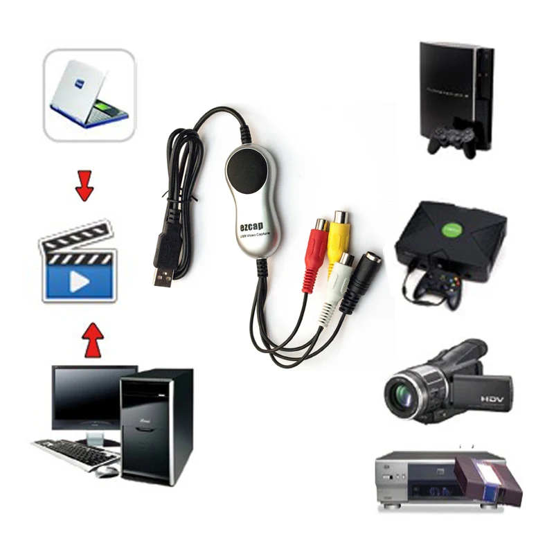 USB2.0 видео Аудио Захват конвертировать Аналоговое аудио в digitalfor Windows 7/8/10.Arcsoftshowbiz