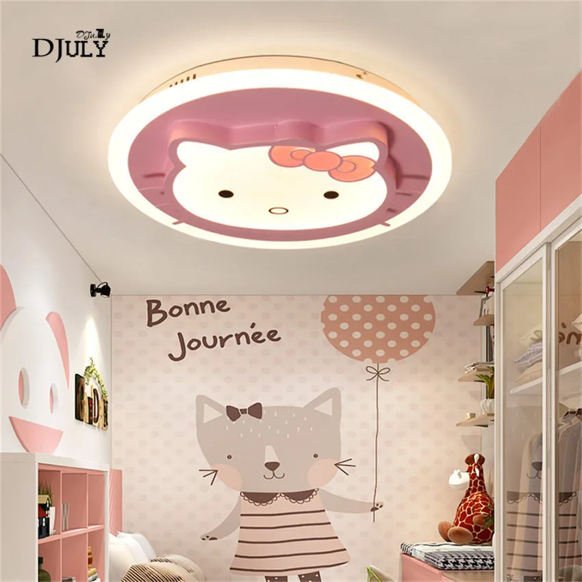 

children hello kitty bedroom pink ceiling lamp Princess kids home deco living room lights girl study led ceiling light fixtures