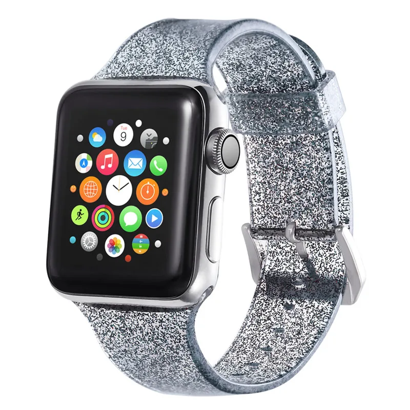 Ремешок для Apple Watch, 4 ремешка, 44 мм, 40 мм, correa, Apple Watch, 38 мм, iwatch, ремешок 42 мм, силиконовый браслет pulseira, 42, ремешок для часов, 4, 3, 2, 1 - Цвет ремешка: black