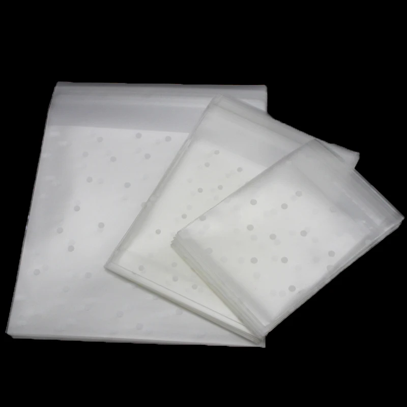 

SALE 20pcs/lot 3 size White Dots Transparent Frosted Plastic Cookie Candy Bag Birthday Party Wedding Gift Bag H1004