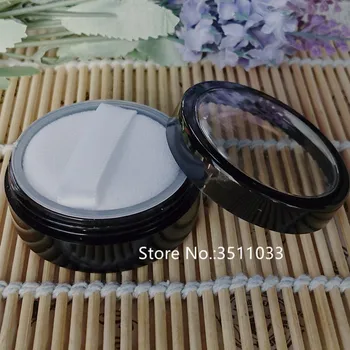 

50pcs Black Plastic Empty Loose Powder Compact Jar With Sifter Cosmetic Loose Powder Refillable Container Case with Clear Lid 5g