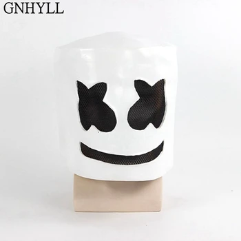 

GNHYLL Adult White Hard Latex DJ Marshmello Mask Cosplay Costume Accessory Helmet for Halloween Party Props Joker Toys