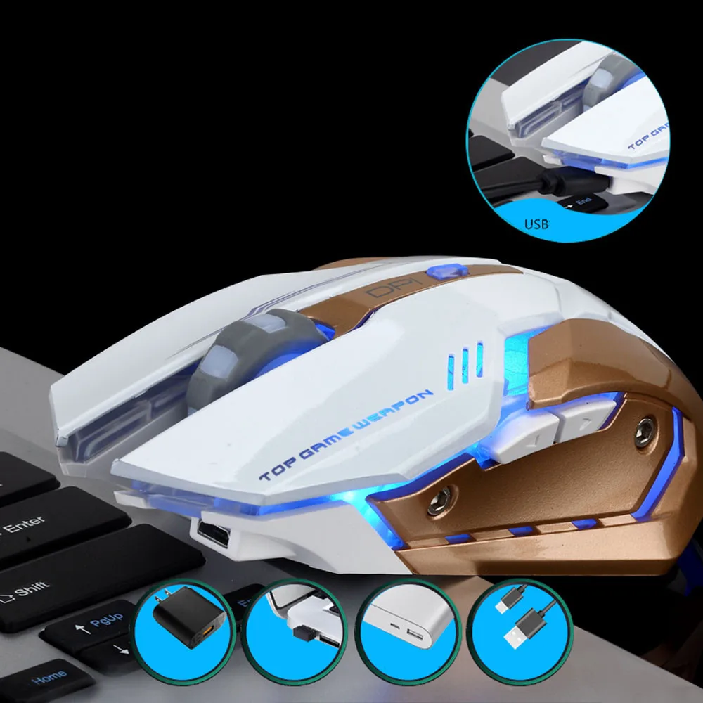 Перезаряжаемая Беспроводная Бесшумная светодиодная подсветка T1 T7 USB оптическая