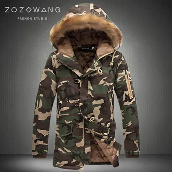 

zozowang 2020 New Brand Winter Men Thick Camouflage Jacket Men's Parka coat Male fur Hooded Parkas Jacket Men Military Overcoat