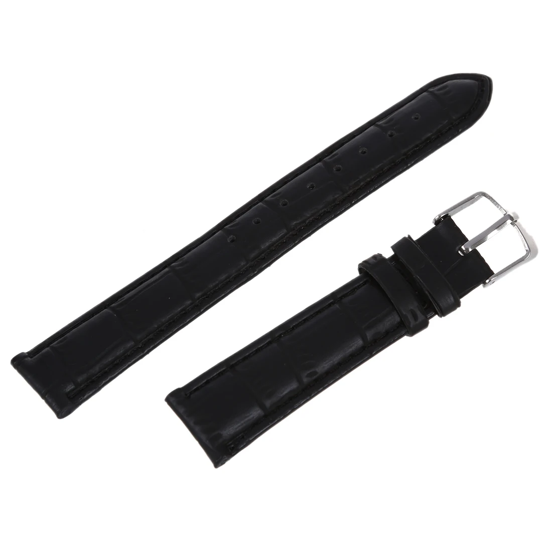 18mm Watch Bracelet Black PU Leather Alloy Buckle Strap Watch18mm