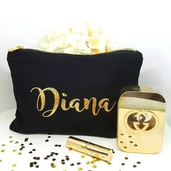 

customize bride tribe wedding bridal Bridesmaid Makeup Gift Make Up Birthday gift ,Bride Makeup Bag, Gold Cosmetic Bag