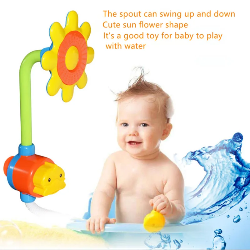 

New Funny Baby Bath Toy Sunflower Shower Faucet Cute Cartoon Spray Water Shower Baby Bath Spout Children Swimming Bathroom Toy