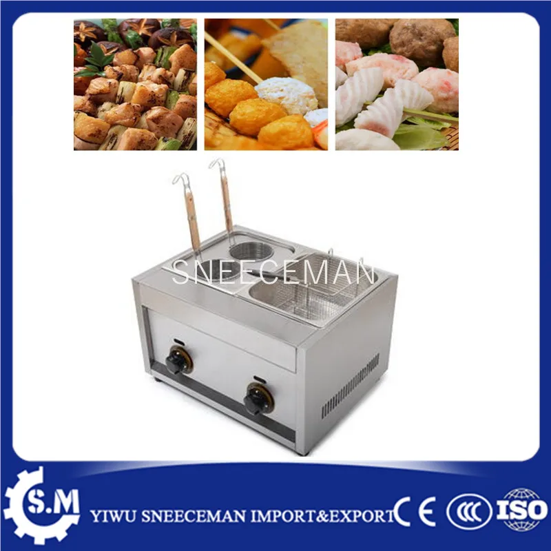 Desktop gas noodle cooking machine with frying pan food processing