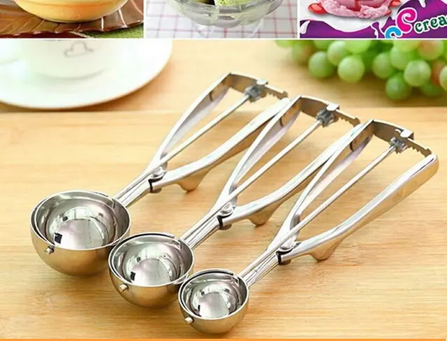 Stainless Steel Ice Cream Scoop with Trigger Cookie Dough Scoop  Large/Medium/Small Cookie Scooper for Baking Ball Maker 088 - AliExpress