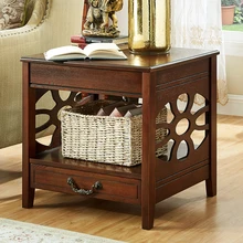 American sofa side small square table solid wood side cabinet European corner simple side coffee table seating corner table renmen side table walnut