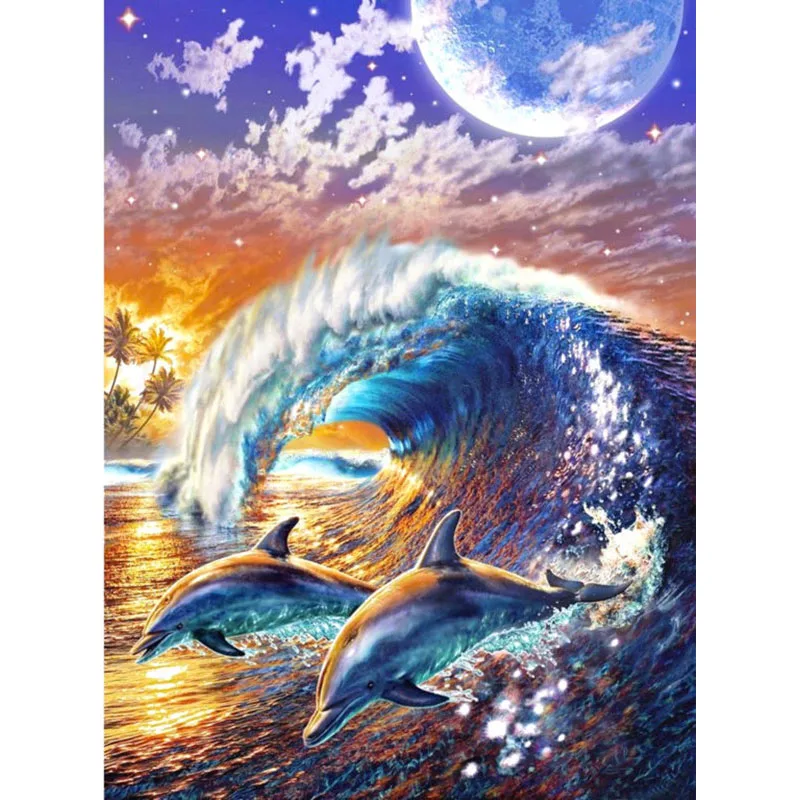

3D NEW DIY Diamond Painting cross stitch animal Needlework Crafts Best Full Diamond Embroidery Mosaic dolphins Home Decor