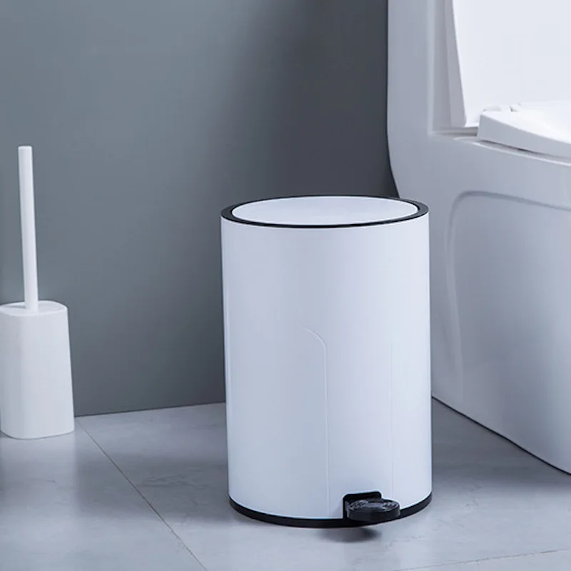 

High-capacity Storage Bucket 12L Trash can Cover band Waterproof Trash bin Minimalism High quality PP Cans Round Garbage cans