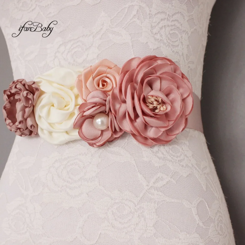 Fashion Burn flower Belt Girl Woman Sash Belt Wedding Sashes belt with flower headband 1 SET ladies designer belts