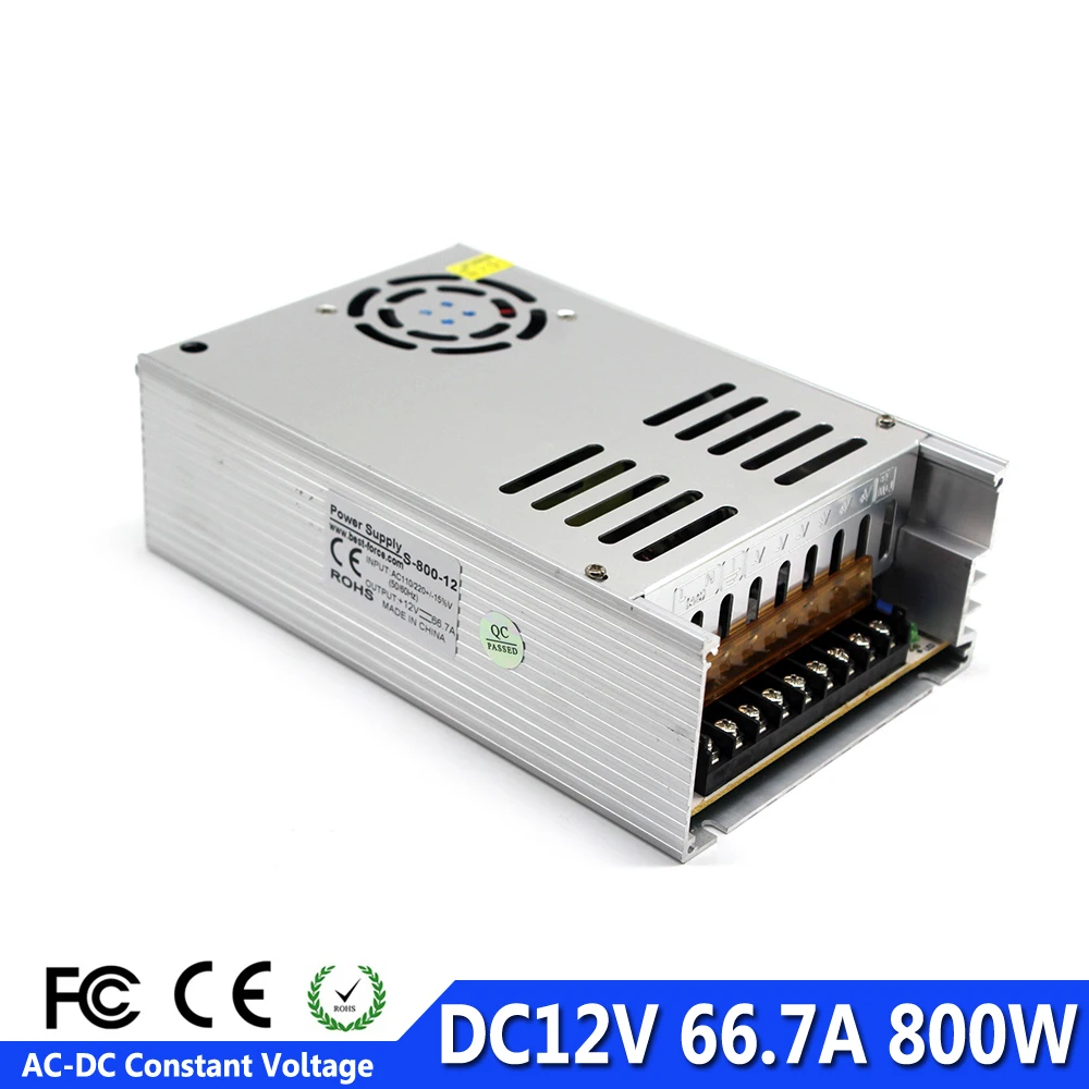 

DC12V Power Supply 66.7A 800W Power Source Transformers 220V 110V AC To DC 12V SMPS For Led Light Lamp Monitor 3D Printer CCTV
