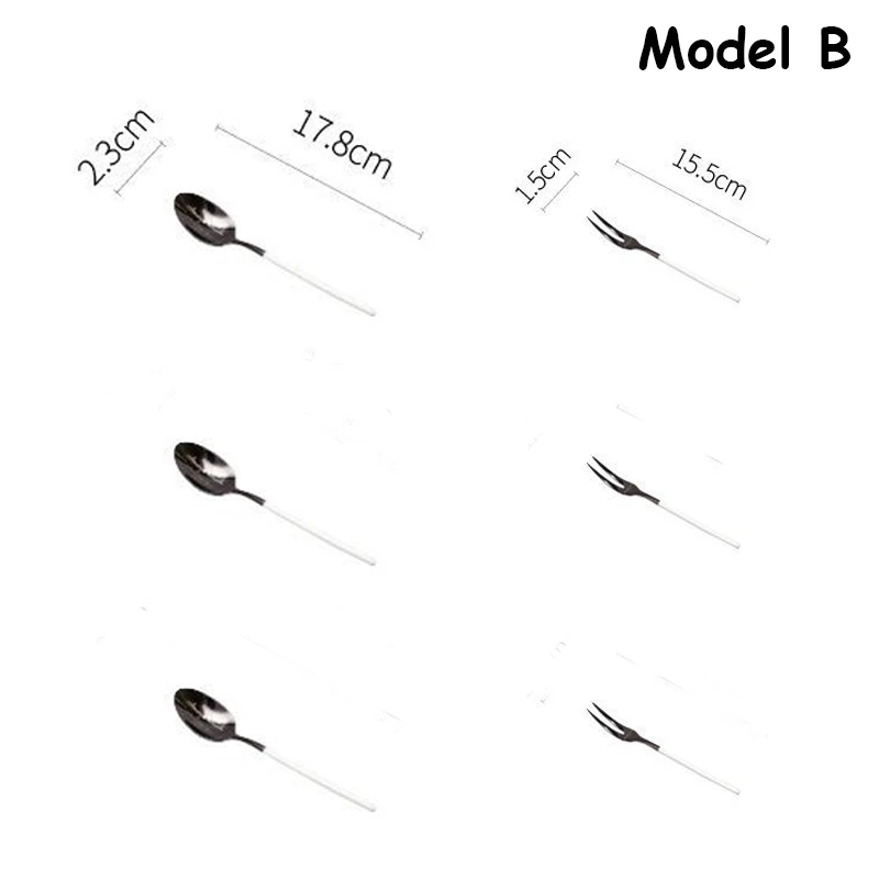 Нержавеющая сталь нож для стейка столовые приборы вилка для основного блюда Weatern суп кофе ложки вилка для фруктов и десертов черный и белый столовые приборы 1 комплект - Цвет: Model B