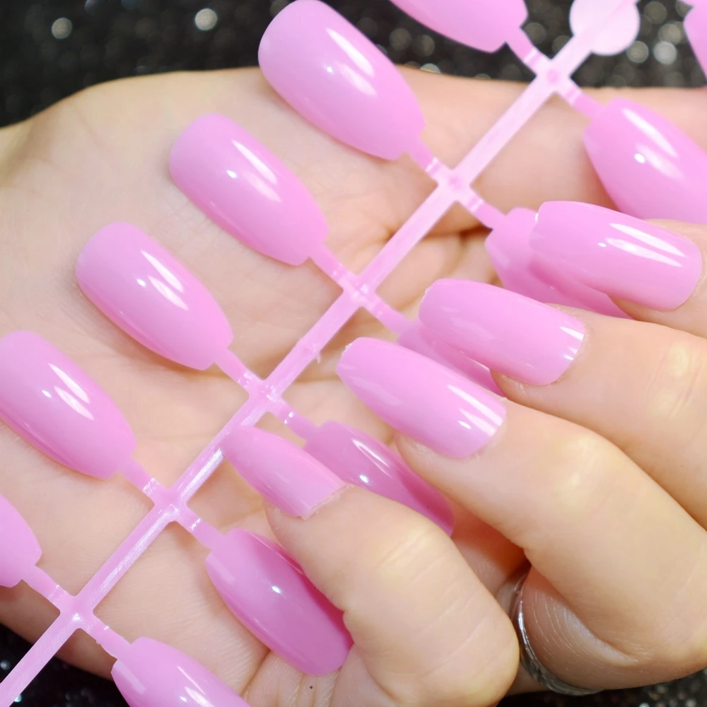 Хит, накладные ногти, конфетные, фиолетовые, розовые, балерина, полное покрытие, накладные ногти, сделай сам, акриловые кончики для дизайна ногтей, 6 цветов