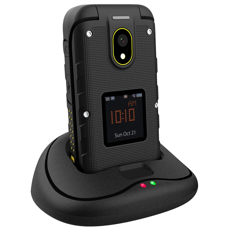 M838 Three Prevention Feature Slim Flip Rugged waterproof dual display docking station SOS torch LED senior