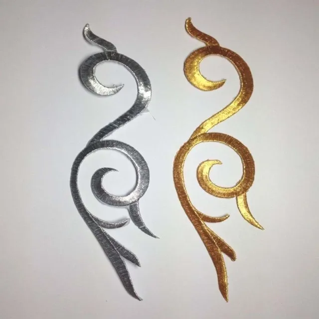 Gold fabric embroidered patch appliquemetallic gold applique flower