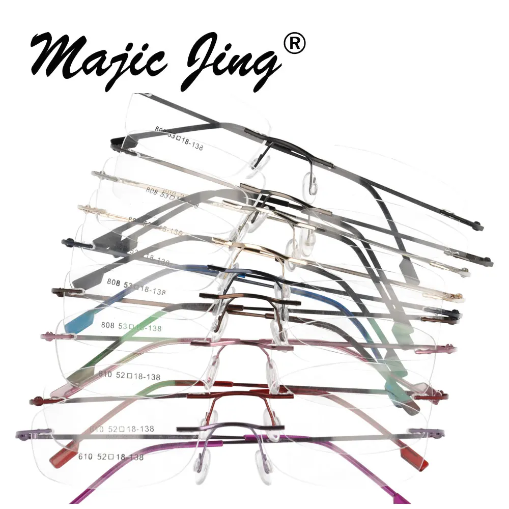 Оптические Очки Magic Jing без оправы металлические петли с памятью 50 шт./лот 808|frame