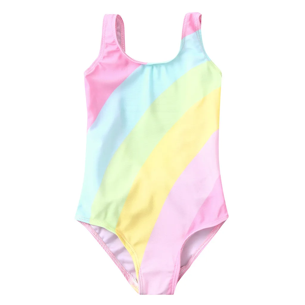 Toddler Baby Kids Girls Stripe Rainbow Swimwear Swimsuit Beach Romper Clothes baby girl clothes