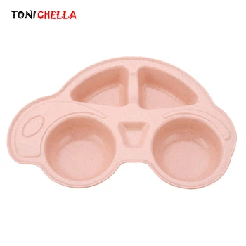 

Baby Feeding Food Plate Car Cartoon Pattern Sub-gird Children Dishes Wheat Toddler Fruit Tableware Irregular Kid Utensils BB5121