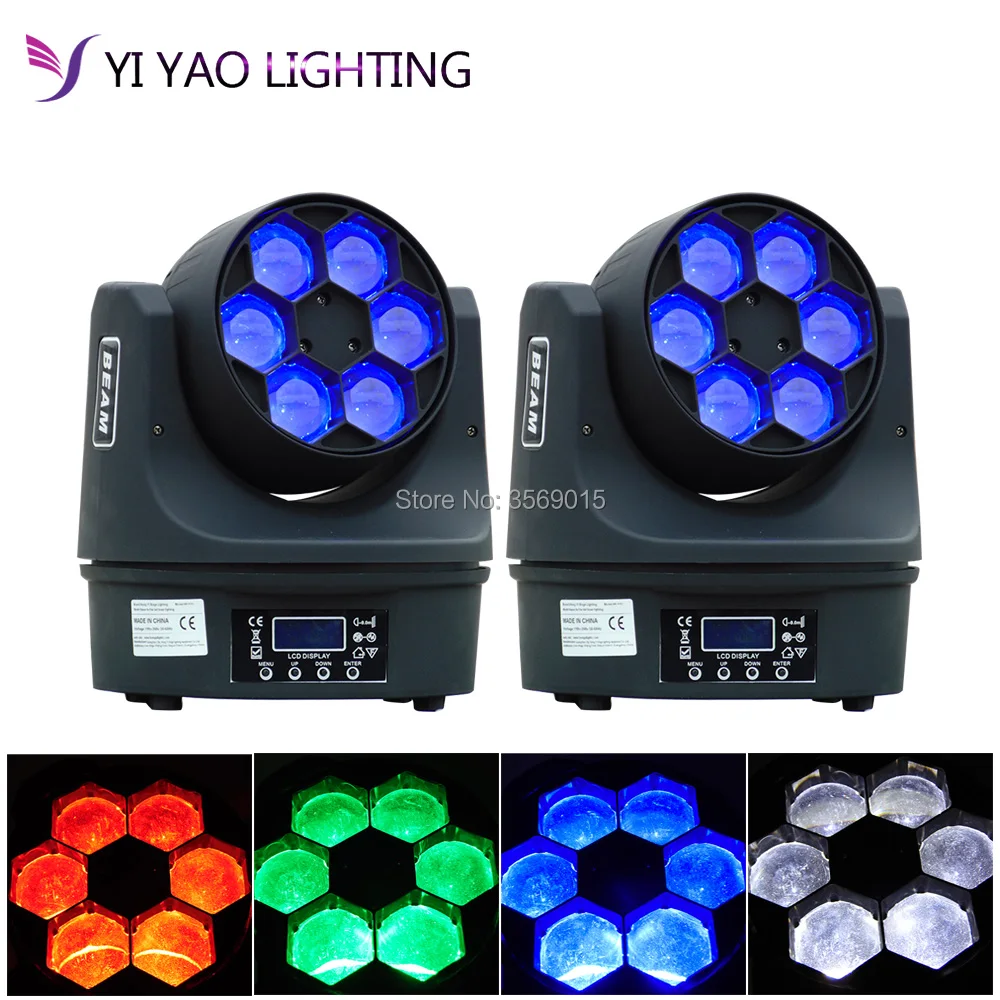 

2pcs/lot Mini LED Bee Eyes 6X15W Moving Head Light Super Beam RGBW 4IN1 Stage DJ Disco