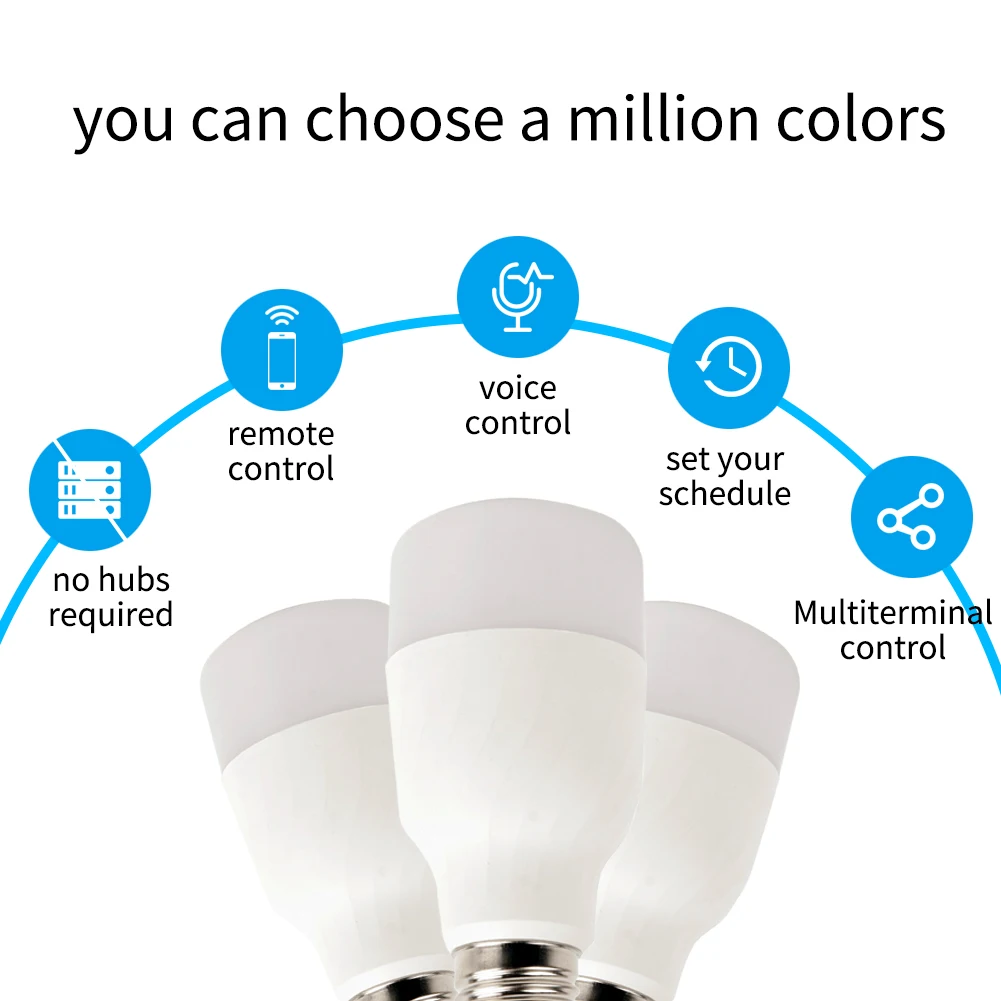 WiFi Smart Light Bulb Intelligent Colorful LED Lamp 7W RGBW APP Remote Control Works with Alexa Google for Smart Home E27 E26