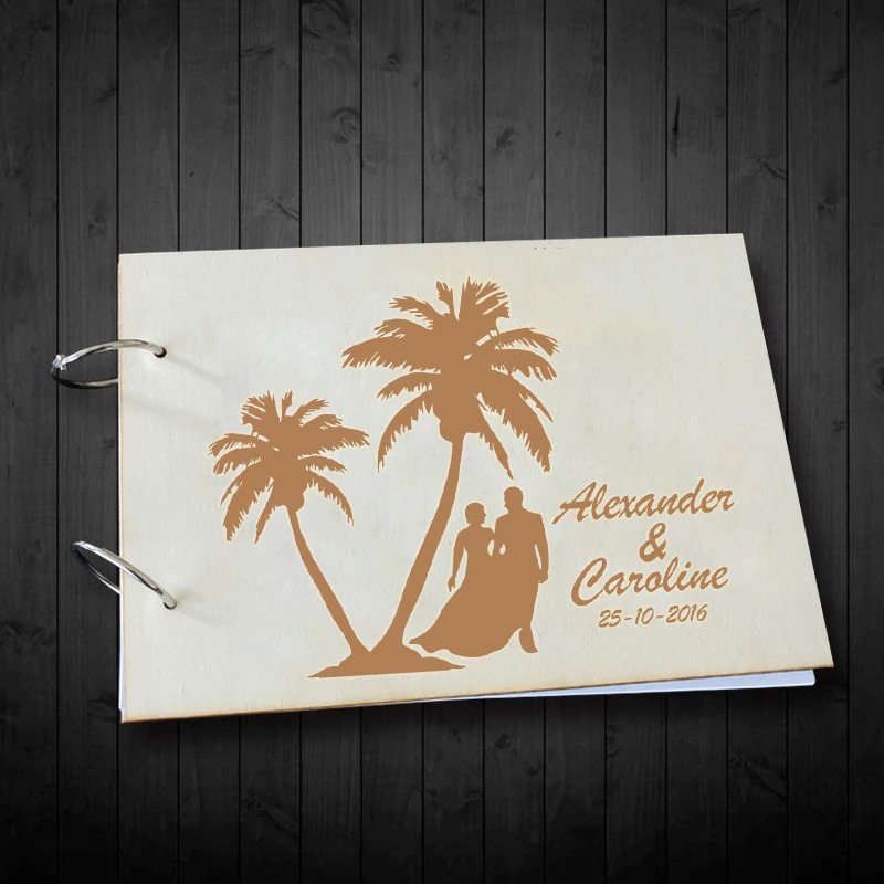 

Groom and Bride Under the Trees Wedding Signature Guestbook Custom Wooden Engagement Photo Album Bride Shower & Wedding Supplies