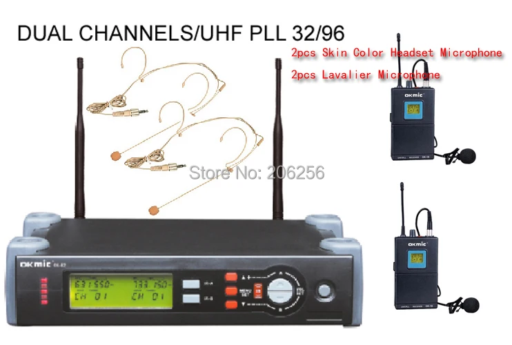 Микрофон OKMIC OK-82 беспроводная гарнитура с двумя петличными микрофонами UHF/PLL |