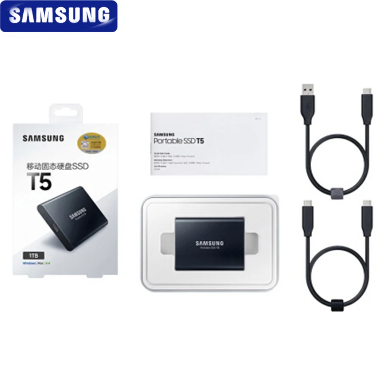 samsung T5 портативный SSD 250 ГБ 500 1 ТБ 2 ТБ USB3.1 Внешние накопители USB 3,1 Gen2 и обратная совместимость с USB для ПК