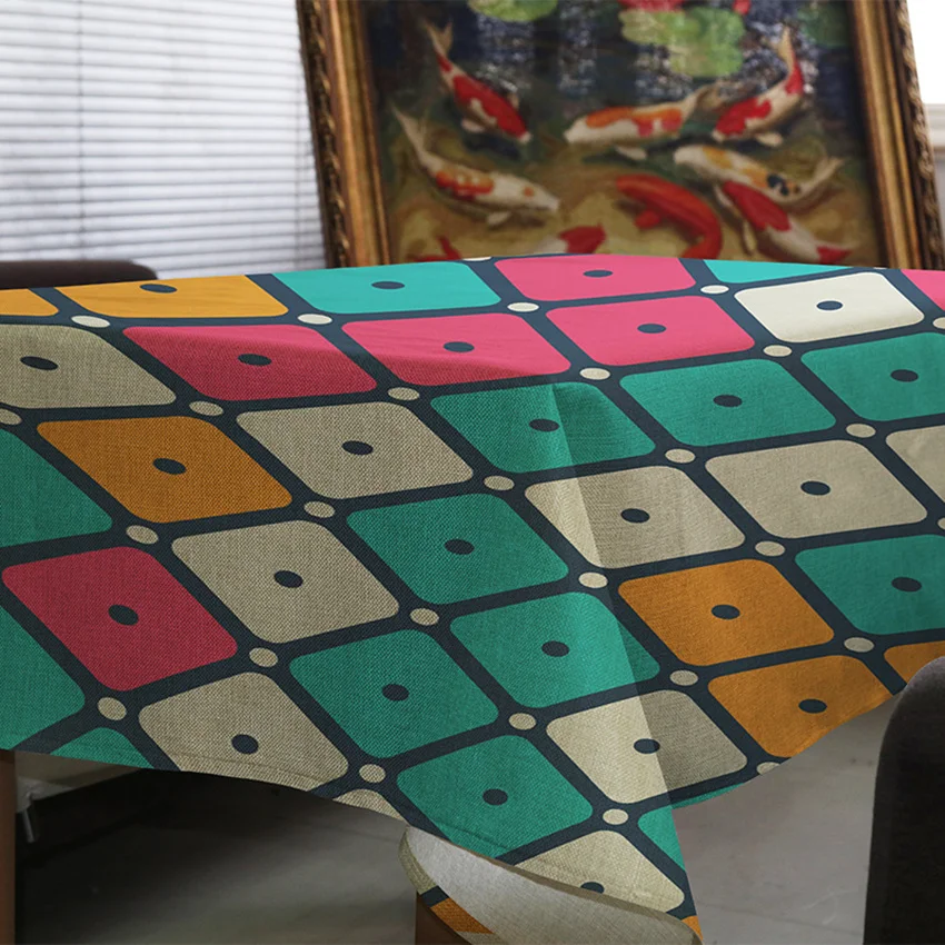 

Nordic Rectangular Tablecloths Colorful Geometric Pattern High Quality Practical Household Goods Table Cloth Acceptable Custom