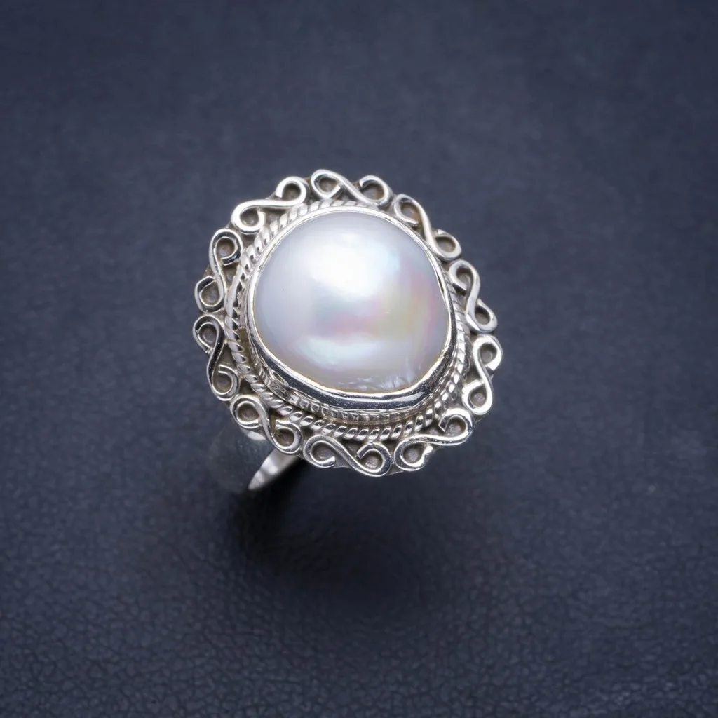 

Natural River Pearl Handmade Unique 925 Sterling Silver Ring 7 A1025