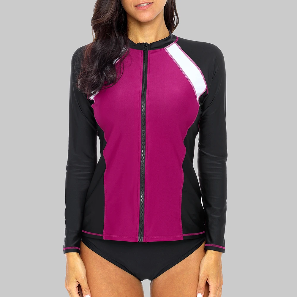 Charmleaks المرأة سحاب أكمام طويلة Rashguard قميص ملابس السباحة خليط ملابس السباحة تصفح أعلى المشي قميص طفح الحرس UPF50 + Charmleaks المرأة سحاب أكمام طويلة Rashguard قميص ملابس السباحة خليط ملابس السباحة تصفح أعلى المشي قميص طفح الحرس UPF50 +