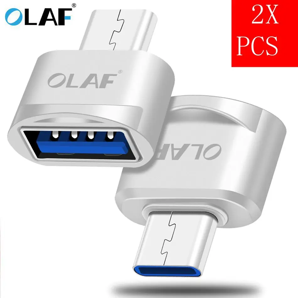 Олаф OTG type-C/usb type C адаптер типа OTG-C конвертер для samsung S8 для MacBook серии usb type C OTG Micro usb адаптер - Цвет: Silver 2 PCS