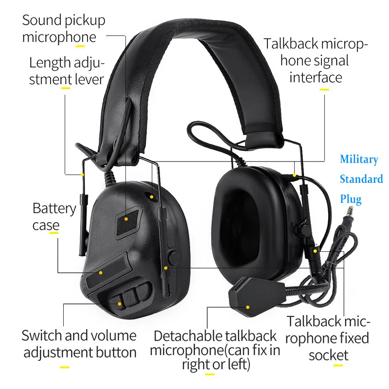 Тактические гарнитуры, военный стандарт, Schieten Oorbeschermer, gebrunik Met PTT, рация, радио, страйкбол, тактическая гарнитура