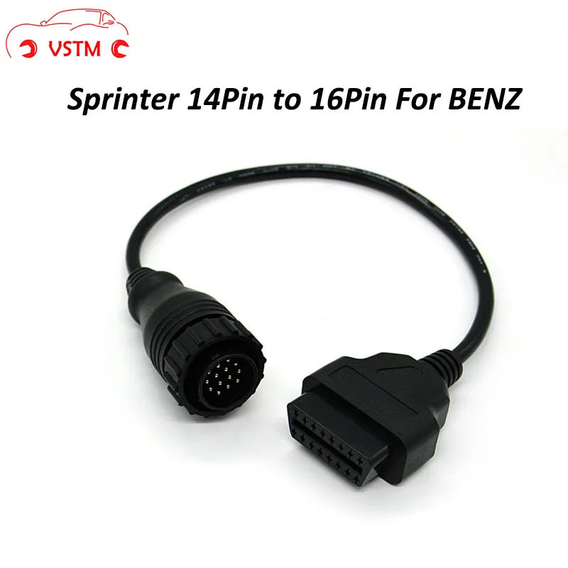 

High Quality For Mercedes FOR BENZ Sprinter 14pin To 16Pin car Diagnostic cable 14 Pin To OBDII OBD2 OBD II ODB 2 16 Pin Adapter