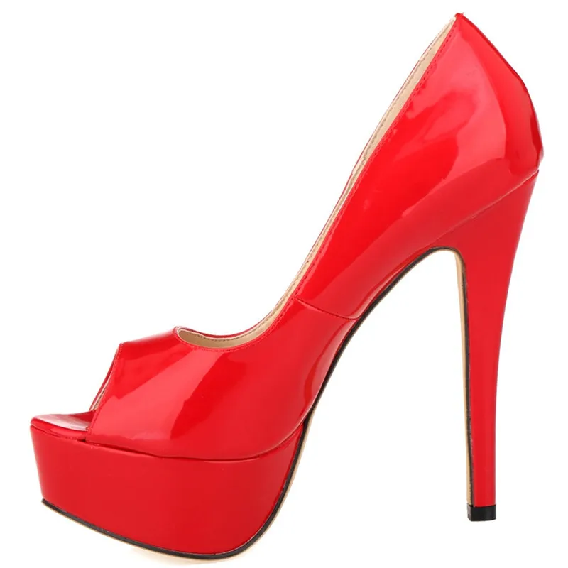 Женские туфли-лодочки из лакированной кожи; Туфли на танкетке; туфли на высоком каблуке-шпильке с красной подошвой; пикантные вечерние туфли с открытым носком; Цвет по индивидуальному заказу; 817-16