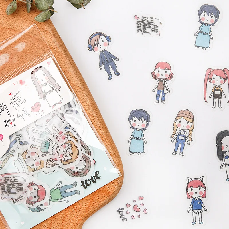 

Korea Kawaii Girl Cartoon Animal DIY Scrapbooking Label Seal Sticker Diary Album Decoration Stickers for Bullet Journal Stickers