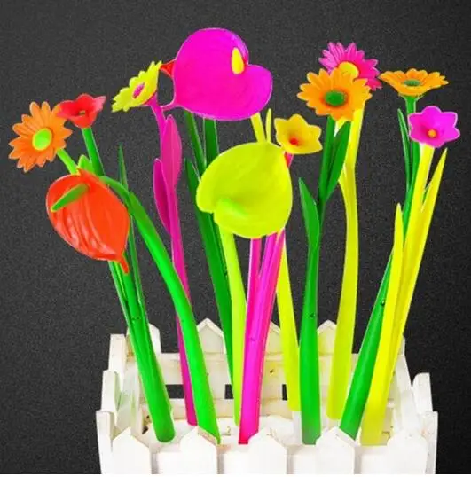 20 шт много модных пикантных креативных канцелярских принадлежностей сладкое счастливое цветение растение цветочный узор ручка шариковая ручка канцелярские принадлежности - Цвет: Белый