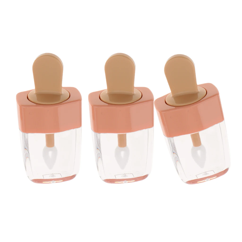 3x 5 ml Clear Mini Lip Gloss Tube Empty Lip Balm Cute Ice Cream Bottle Cosmetic Gloss Tube Travel Gloss Container with Lid