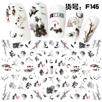 

1 Sheet 3D Elegant Chinese Landscape Painting Style Fish Floral Bird Adhesive Nail Art Stickers Decorations DIY Salon Tips F145#