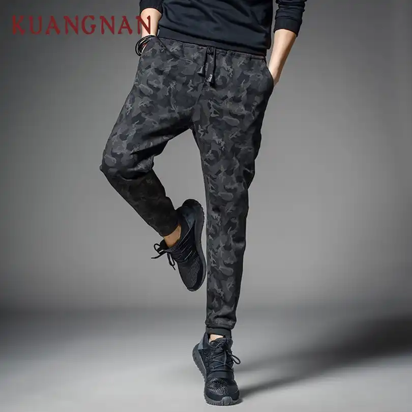 mens black camo joggers