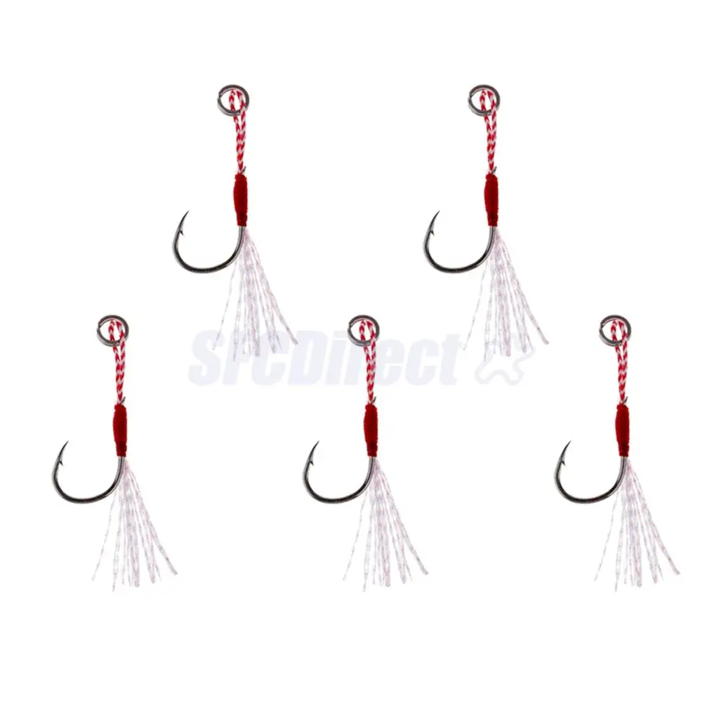 5Pcs Deep Sea Fishing Assist Hooks Worm Barbed Hooks Live Baits Hooks with PE Line 13# 15# 17#