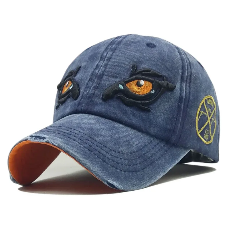 

[SMOLDER]2019New Fashion Worn Out Washed Cotton Denim Eagle Eye Style Baseball Cap Boys Baseball Hat