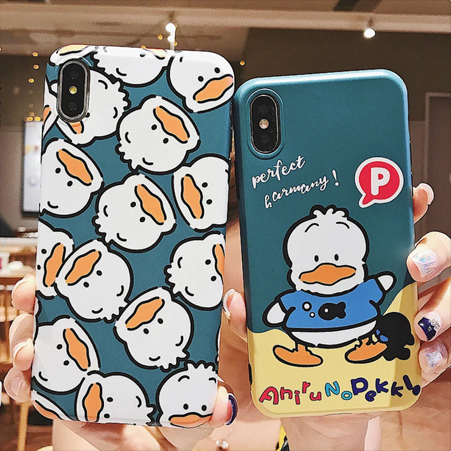 

For iphone XS MAX XR 6 6S plus X 7 8 plus case cover cute 3d cartoon duck scrub soft silicon protective phone bag Ritozcase